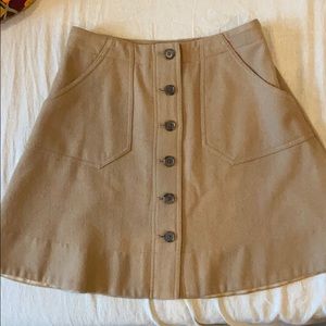 JCrew Factory Button Front Tan Wool Blend Skirt